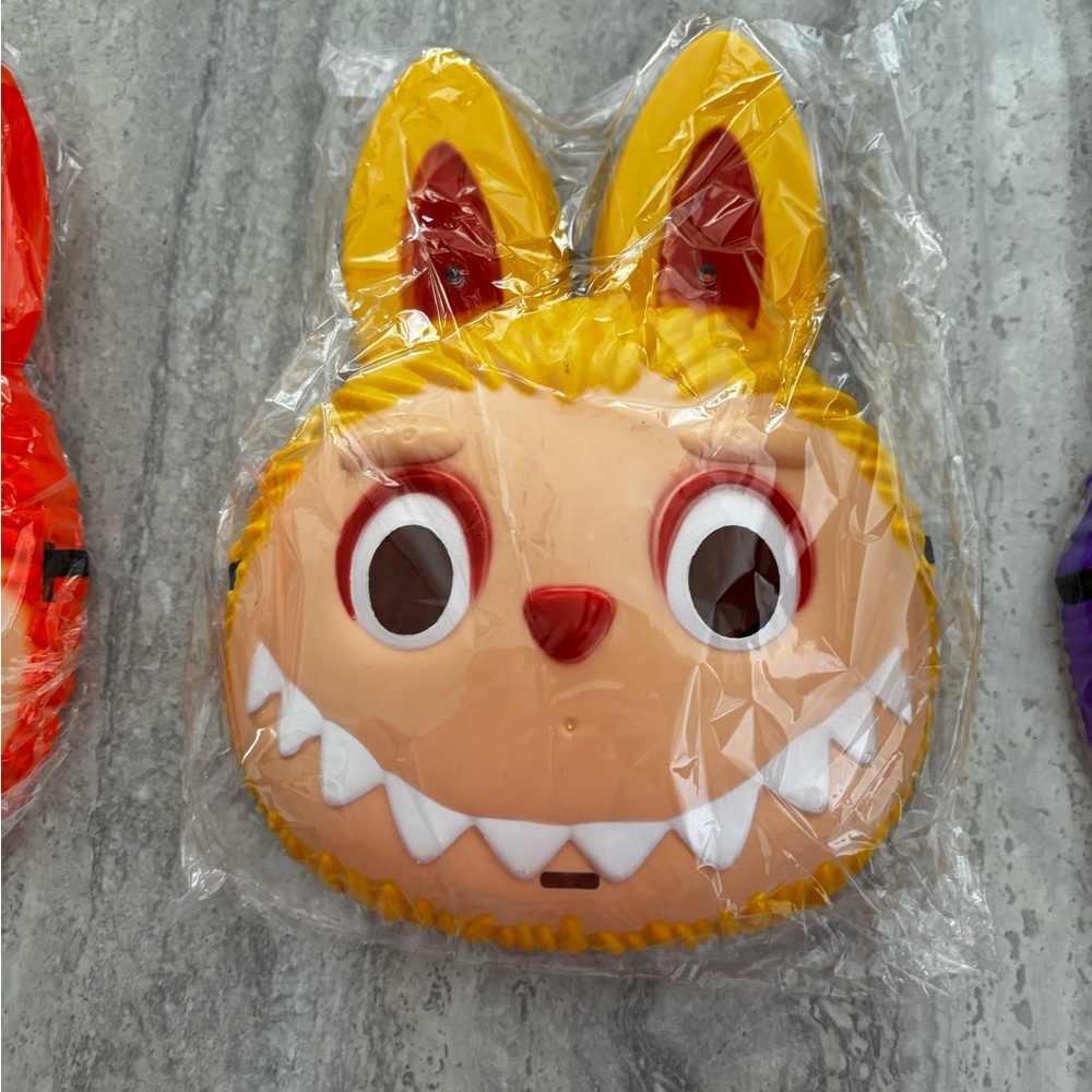 Yellow Labubu face mask Halloween kids New